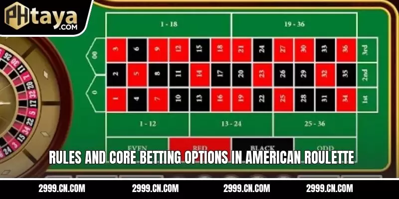 Rules and core betting options in American roulette